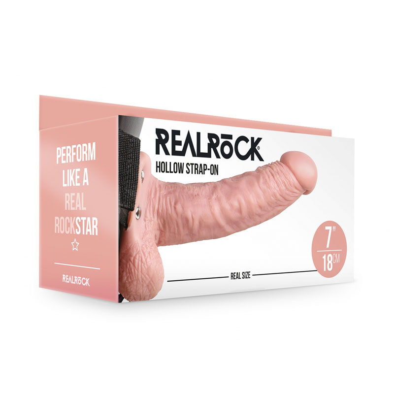 RealRock Hollow Strapon with Balls 7'' - Flesh